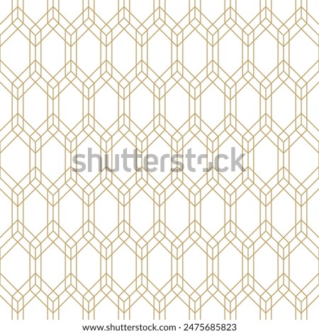 Ornate seamless geometric pattern with elongated hexagons and line.