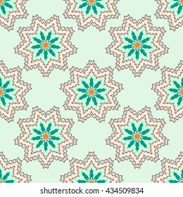 Ornate seamless pattern with abstract color flowers. Pic can be used for wallpaper, pattern fills, web page background, surface textures