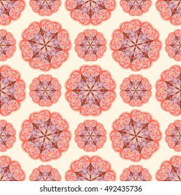 Ornate seamless pattern with abstract color mandala element . Can be used for wallpaper, pattern fills, web page background, surface textures