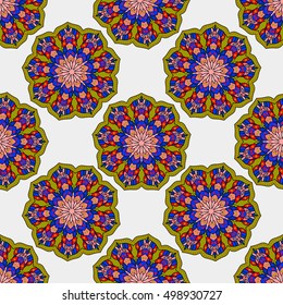Ornate seamless pattern with abstract color mandala element . Can be used for wallpaper, pattern fills, web page background, surface textures