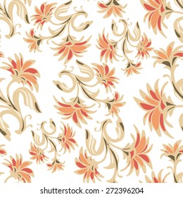 Ornate seamless pattern with abstract flowers. Russian ornament. The sample for design of wrapping paper, cards, corporate identity, textiles. Vector illustration eps 10