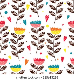 Ornate seamless pattern with flowers. Seamless pattern can be used for wallpaper, pattern fills, web page background, surface textures.