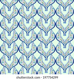 Ornate seamless pattern with the leaves. 
