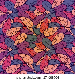 Ornate seamless pattern with the leaves. Seamless pattern can be used for wallpaper, pattern fills, web page background, surface textures.