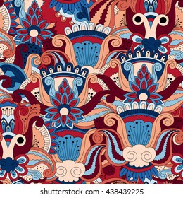 Ornate seamless pattern with the leaves. Seamless pattern can be used for wallpaper, pattern fills, web page background, surface textures.
