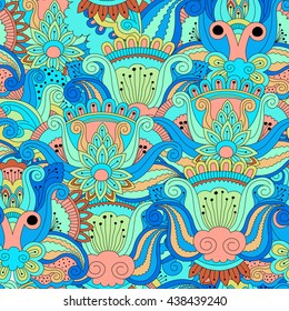 Ornate seamless pattern with the leaves. Seamless pattern can be used for wallpaper, pattern fills, web page background, surface textures.