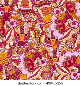 Ornate seamless pattern with the leaves. Seamless pattern can be used for wallpaper, pattern fills, web page background, surface textures.
