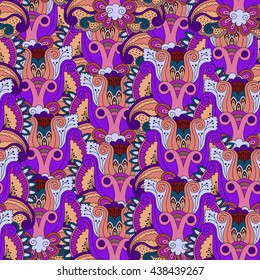 Ornate seamless pattern with the leaves. Seamless pattern can be used for wallpaper, pattern fills, web page background, surface textures.