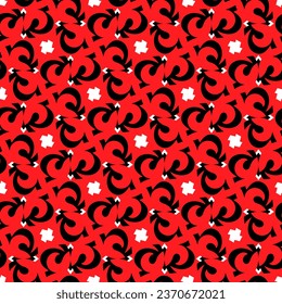 Ornate seamless pattern in red tones. Vector illustration for print, fabric, cover, packaging, interior decor, blog decoration and other your projects.