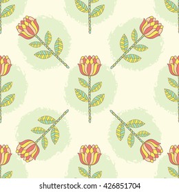  Ornate seamless pattern with the stylized flowers. Seamless pattern can be used for wallpaper, pattern fills, web page background, surface textures.