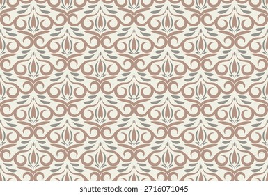 Patrón sin fisuras adornado con remolinos. Fondo sofisticado que fluye para el diseño interior, Fondo de pantalla, tapicería.