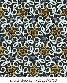 Ornate seamless pattern with swirls. Vector illustration for print, fabric, cover, packaging, interior decor, blog decoration and other your projects.