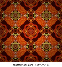 Ornate seamless texture background. Different mosaic textures. Relief waves of ornamental mosaic tile patterns in black, gray and blue colors. Vector illustration.