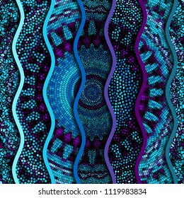 Ornate seamless texture background. Relief waves of ornamental mosaic tile patterns. Different mosaic textures.  Vector image.