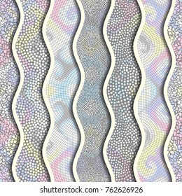 Ornate seamless texture background. Relief waves of ornamental mosaic tile patterns. Different mosaic textures.