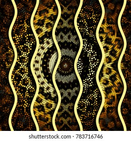Ornate seamless texture background. Relief waves of ornamental mosaic tile patterns. Different mosaic textures.