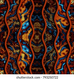 Ornate seamless texture background. Relief waves of ornamental mosaic tile patterns. Different mosaic textures.