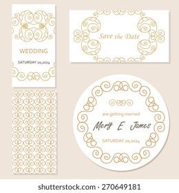 Ornate set element for design, place for text.Ornament vintage illustration for wedding invitations, greeting cards.