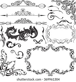 Ornate set is isolated on white