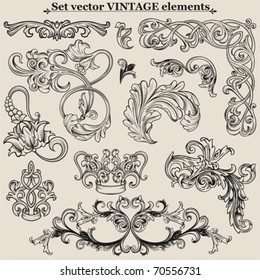 Ornate set vintage elements