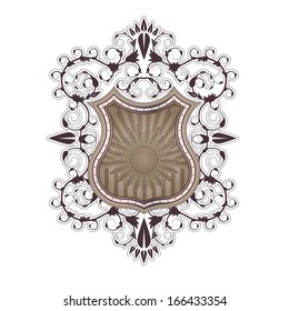 Ornate shield label design template