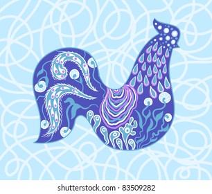 ornate silhouette of cock, vector