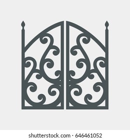 Ornate silhouette vintage gate quality vector illustration cut