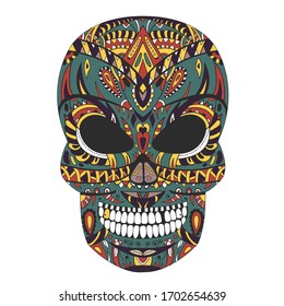 Ornate skull style zentangl, doodle print vector illustration