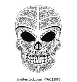ornate skull style zentangl, doodle