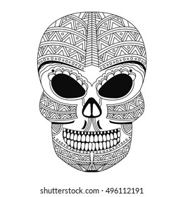 ornate skull style zentangl, doodle