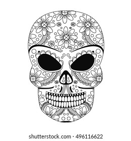 ornate skull style zentangl, doodle