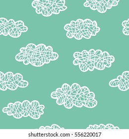 ornate sky pattern. vector seamless pattern with hand drawn doodle clouds