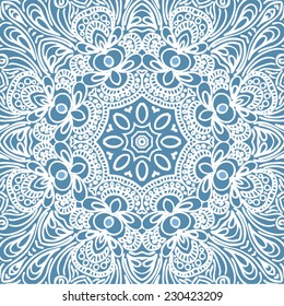 ornate snowflake circle design on a white background - vector illustration