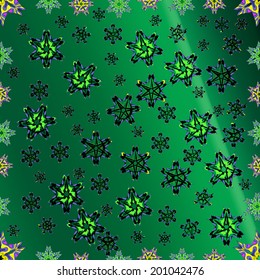 Ornate spiky seamless pattern on green gradient background. It can be repeated endlessly pattern use for tiles, wallpaper, backgrounds.