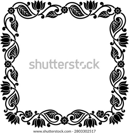 Ornate square floral border frame template with intricate leaf and blossom detail.