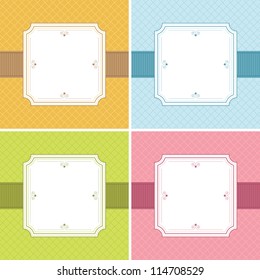 ornate square frame decorations with cross hatch patterns, four variations