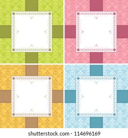ornate square frame decorations with patterns, four variations