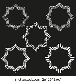 Ornate star icon. Decorative shape vector. Hollow symmetrical form. Artistic outline structure.