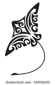 Ornate Stingray Fish in tattoo style. Isolated vector illustration.