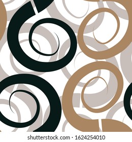 Ornate stripes pattern, spiral mesh, seamless vector background.