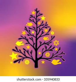 Ornate stylized Christmas trees vector