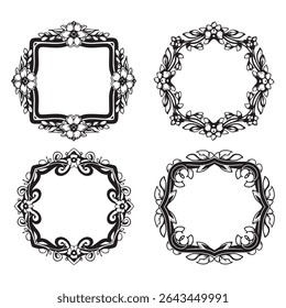 Ornate and Stylized Vintage Decorative Floral Frames Vector Set Packs

