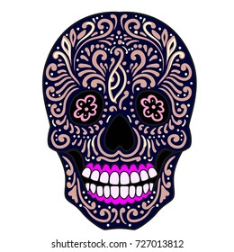 Ornate Sugar Skullcalavera Mexican National Symbol Stock Vector 