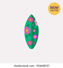 Ornate surf board vector icon