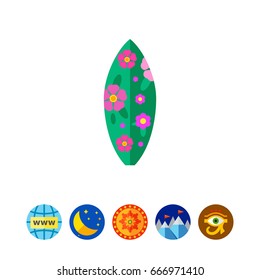 Ornate surf board vector icon