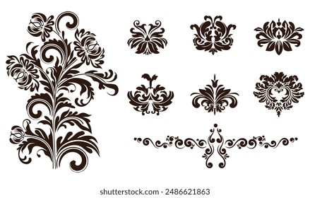 Ornate swirling floral motif vector.eps
