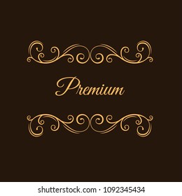 Ornate swirly frame, decorative page divider. Swirls, floral filigree elements. Premium. Save the date card, Wedding invitation, Greeting card. Vector illustration.