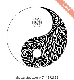 Ornate symbol yin-yang. Decorative element.
