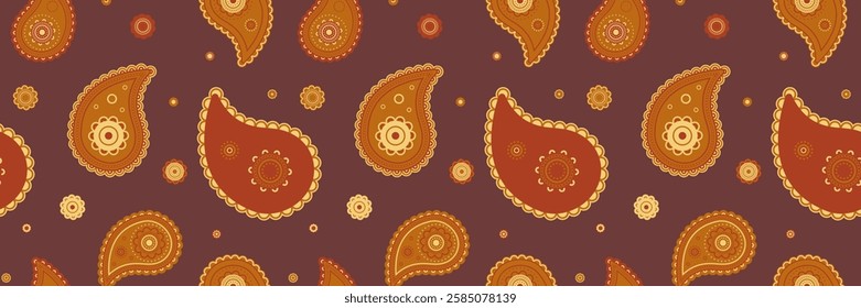 Ornate template ethnic repeat. Eternity tiled in clothes outline. Meadow flower and seamless swirl. Oriental modern of paisley detailed.