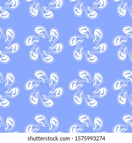 Ornate texture, abstract hand drawing. The composition of the six elements. Seamless vector background . Blue and white.